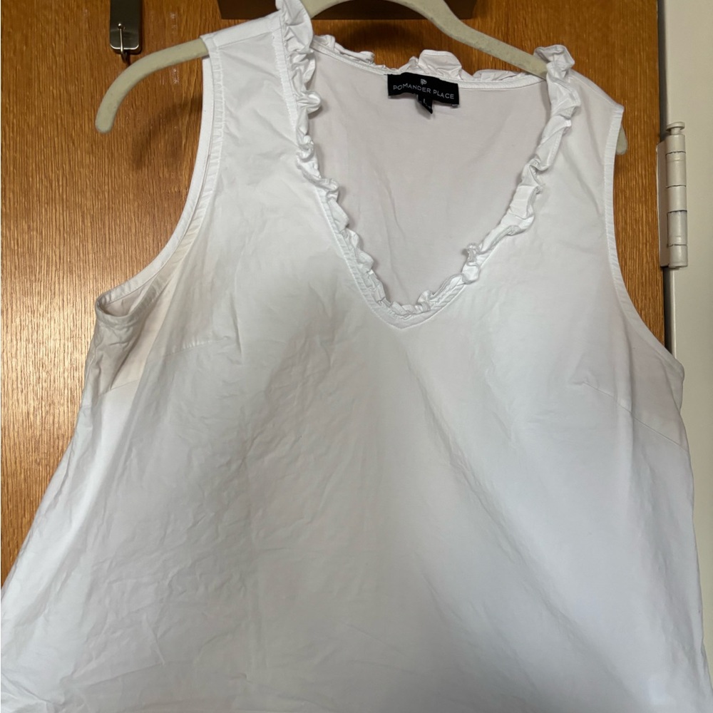 Tuckernuck - Pomander Place White Veronica Ruffled Sleeveless Tank Top